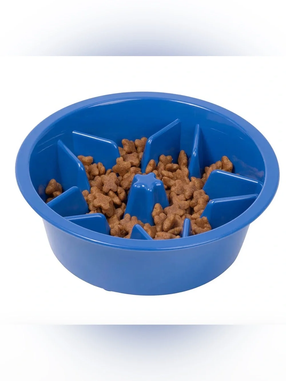 Leashboss Star Pattern Slow Feed Dog Bowl in Blue Capacity One and One Half Cup